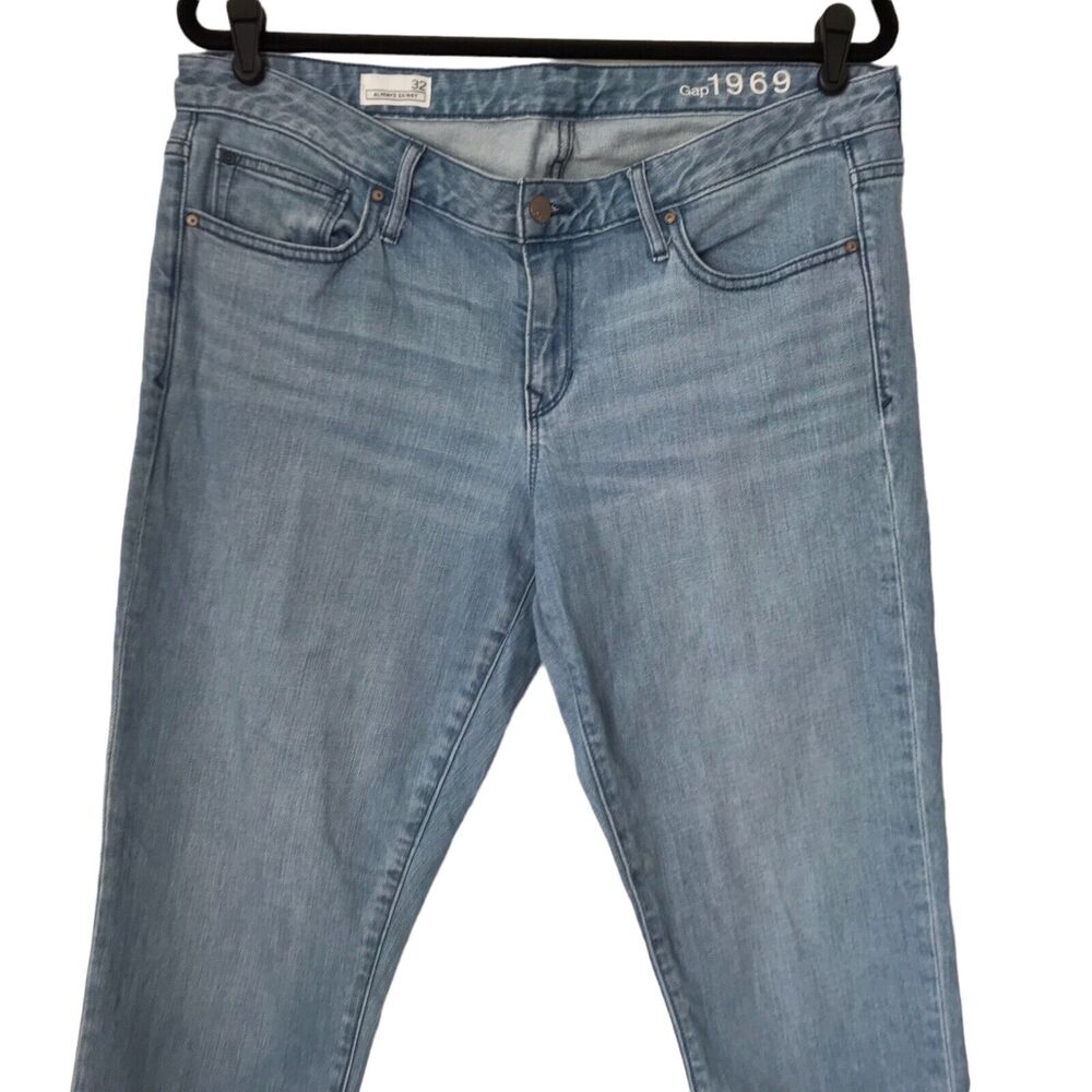 Gap‎ 1969 Womens Jeans Size 32 Always Skinny Mid Rise Lunda Light Wash